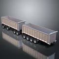 Two Light Colored Dump Trucks With Multiple Wheels And Open Cargo Beds 3d model