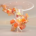 Autumn Themed Floral Installation With Orange Flowers Leaves Column And Letter Decor