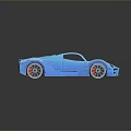 Blue Sports Car Toy Model With Red Interior And Sleek Design Silver Wheels