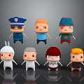Cartoon Characters And Rabbit Like Creature With Various Hairstyles And Costumes