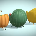Creative Fruit Vegetable Shaped Armchairs Including Lemon Watermelon Pumpkin Designs with Yellow Green Orange Hues