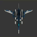 Futuristic Blue And White Aircraft Model With Sleek Design And Multiple Wings
