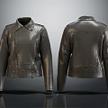 Stylish Leather Jacket Front And Back View With Classic Design Details 3d model