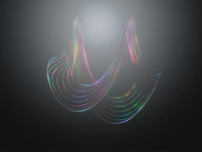 Colorful Flowing Lines with Vibrant Neon Hues on Dark Abstract Background 3d model
