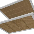 Stylish Ceiling Design With Grid Pattern Brown And White Wooden Panels 3d model