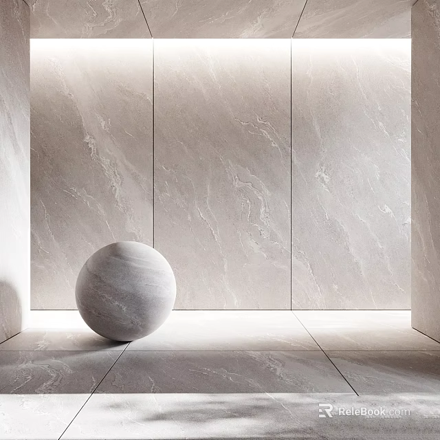 Sleek Marble Wall Panel With Natural Vein Pattern And Decorative Sphere In Modern Interior 3d model 