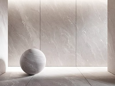 Sleek Marble Wall Panel With Natural Vein Pattern And Decorative Sphere In Modern Interior 3d model