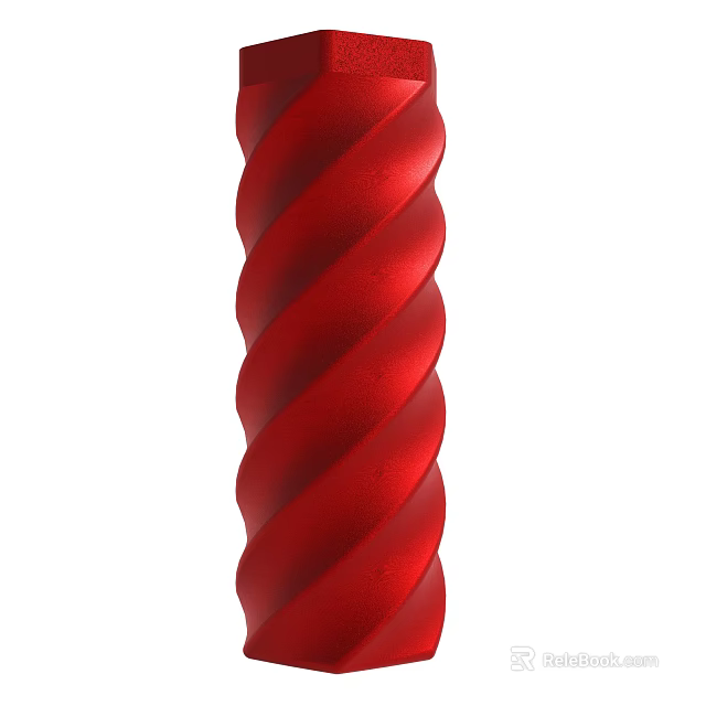 Long Red Twisted Spiral Object With Smooth Glossy Surface And Modern Style 3d model 