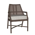 Modern Rattan Leisure Chair With Wooden Frame And Light Colored Cushion