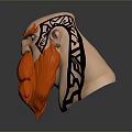 Woman Character 3D Head Model With Orange Beard And Black Tattoos
