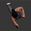 Man in Gray Sportswear Performing Boxing Pose Against Gray Background