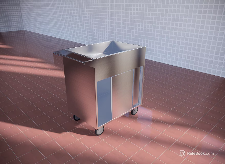 Stainless Steel Kitchen Work Cart With Wheels For Commercial Kitchen Use 3d model 
