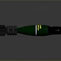 Two Green Military Bombs With Yellow Text Labels And Metal Tips Weapon Design