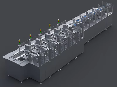 Industrial Equipment Automated Production Line With Mechanical Arms Control Panels And Indicator Lights 3d model