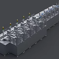 Industrial Equipment Automated Production Line With Mechanical Arms Control Panels And Indicator Lights