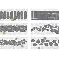 Garden Path Paving With Various Stone Patterns And Small Decorative Plants