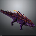 Vibrant Purple Fantasy Lizard Creature With Orange Red Back Spines And Striking Design