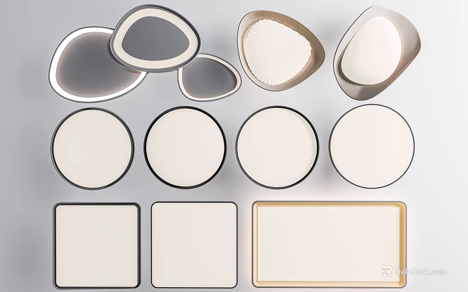 Stylish Modern Ceiling Lights With Various Round And Square Designs For Home Interior 3d model 