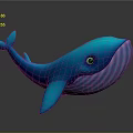 Cute Blue Cartoon Whale 3D Model Character With Friendly Eyes And Smooth Texture