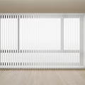 Modern White Window Blinds In Clean Minimalist Room With Wooden Floor