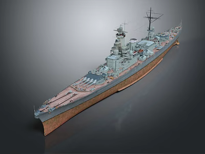 Detailed 3D Warship Model Design With Turret Deck And Mast Structure 3d model
