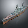Detailed 3D Warship Model Design With Turret Deck And Mast Structure