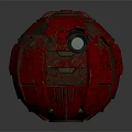 Red Spherical Projection Monitoring Device With Security Camera Lens And Modern Design