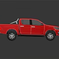 Red Pickup Truck Exterior With Cargo Bed And Shiny Alloy Wheels