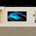 Modern TV Background Wall Design With Curved Lighting And Decorative Plants