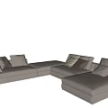Modern Light Gray Sectional Sofa With Multiple Comfortable Pillows And Modular Design 3d model