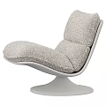 Modern Swivel Chair With Textured Fabric Cushion And Light Gray Frame