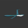 Blue Futuristic Device With Curved Structure Green Accents And White Components