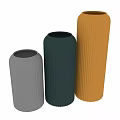 Beige Dark Green Yellow Vertical Ribbed Decorative Vase Set for Modern Home Decor