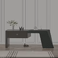 Modern Entryway Console Table With Side Cabinet Glass Top Woven Detail And Potted Plant