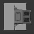 Gray And White Industrial Machine Component With Panels Vents And Red Indicators