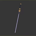 Decorative Sword with White Blade Purple and Gold Hilt and Gold Star Shaped Top Ornament