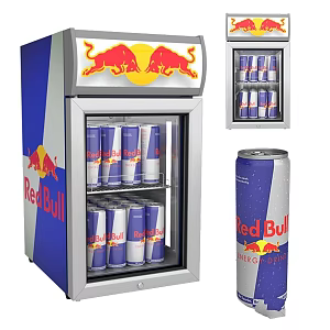 modern business equipment red bull mini bar refrigerator freezer 3d model