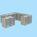 Modern Multi Storey Building Exterior With Glass Windows And Beige Structured Facade 3d model