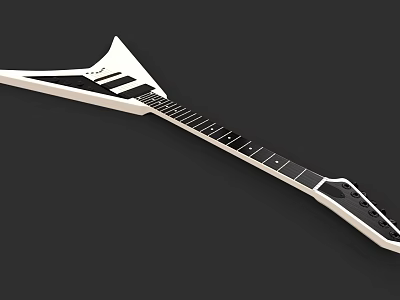 White And Black V Shaped Electric Guitar With Neck And Pickups 3d model