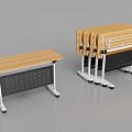 Foldable Conference Table With Wooden Top And Metal Frame Stackable Design For Office Use 3d model