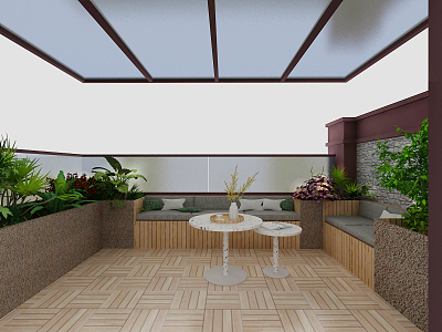 Modern Garden Terrace 3d model