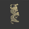 Ornate Metal Spiral Staircase Structure With Intricate Railings And Spiral Steps