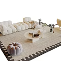 Mid-ancient style sofa coffee table combination 3d model