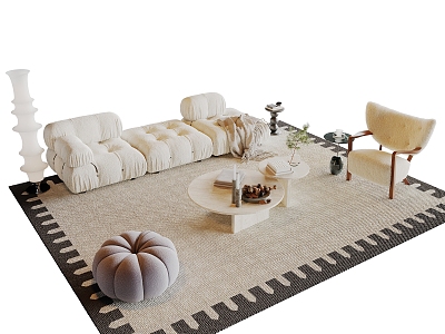 Mid-ancient style sofa coffee table combination 3d model