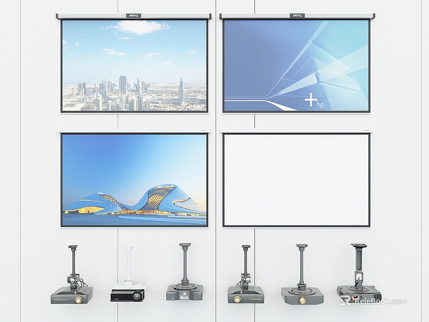 High Definition Projection Monitoring System With Multiple Screens And Security Devices 3d model 