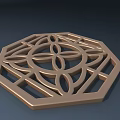 Golden Octagonal Decorative Hardware With Intricate Cutout And Ornate Floral Pattern