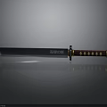Traditional Samurai Sword With Polished Silver Blade And Wooden Handle Gold Accents