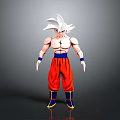 Anime Character Action Figure With White Hair Red Pants And Blue Belt
