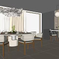 Modern Restaurant Interior With Round Dining Table White Chairs Stylish Pendant Light And Bar Counter