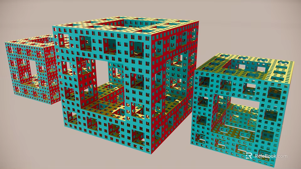 Colorful Red Blue Green Geometric Hanging Decor With Openwork 3D Structure 3d model